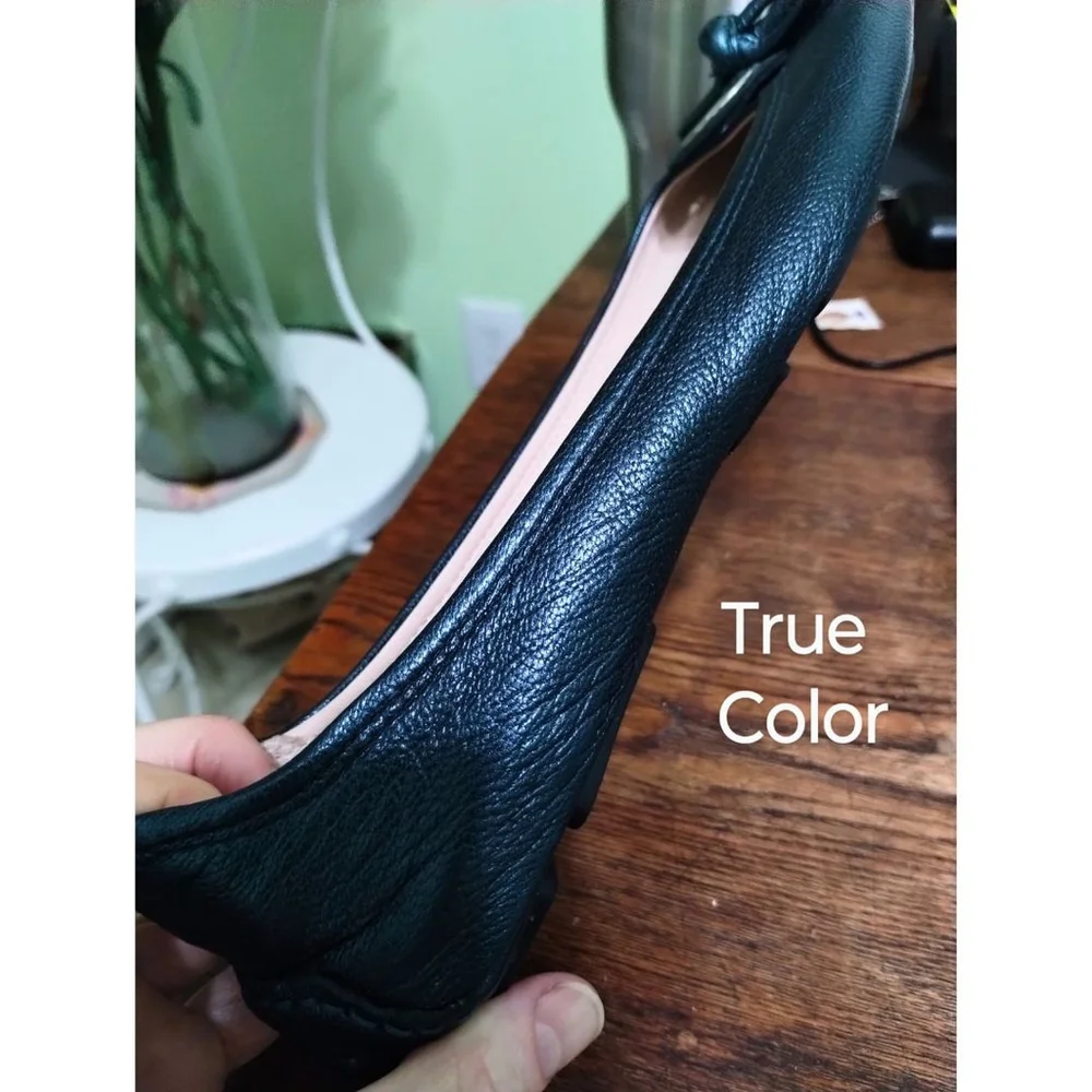 Women's Elie Tahari Leather Flats with Silver-Tone Accents (Size 38 - 7.5)